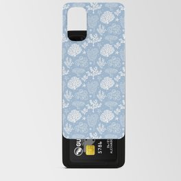 Pale Blue And White Coral Silhouette Pattern Android Card Case