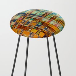 Distorted Orange And Blue Abstraction Counter Stool