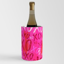 Preppy Room Decor - XOXO Watercolor Collage on Pink Wine Chiller