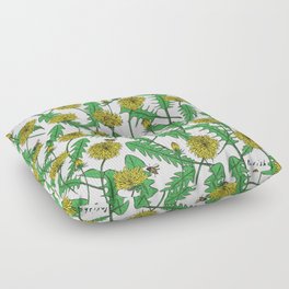 Bright feeling ~pattern of dandelion and bee~ Floor Pillow