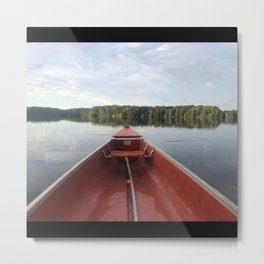Canoe Fishing on Beautiful Lake Metal Print