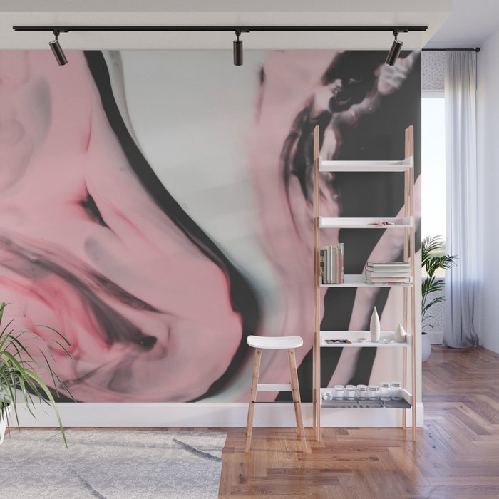 Modern pink marble and black Wall Mural