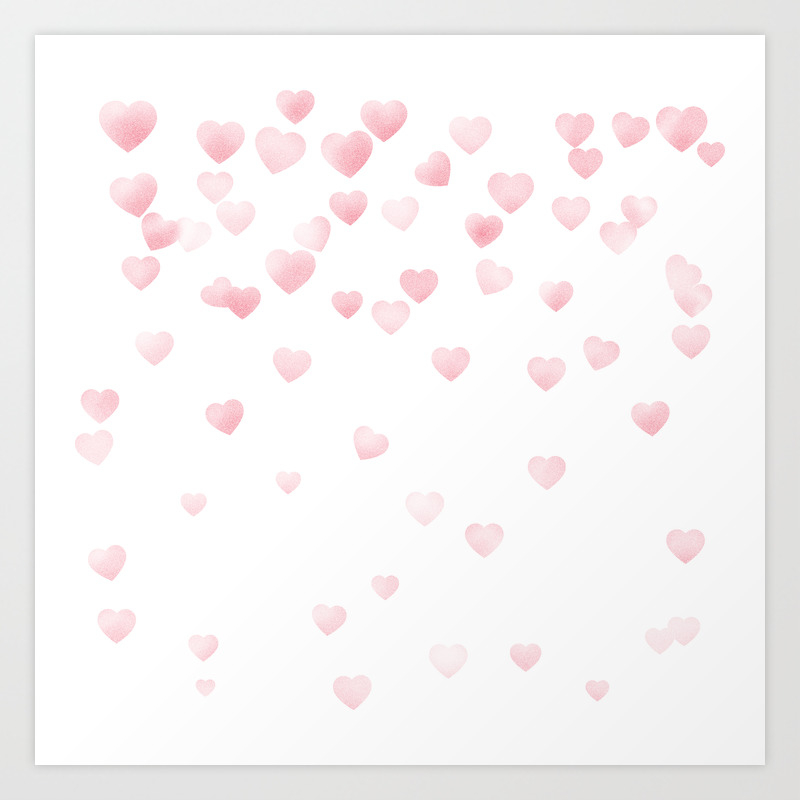 Falling Hearts Pink Marble Art Print By Oddly Plain Society6