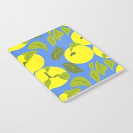 Retro Modern Yuzu Fruit Lemon Yellow On Blue Notebook