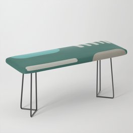 Mid Century Modern Minimalist Squares Lines Teal Bench