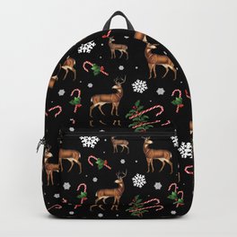 Xmas pattern black with deer Backpack