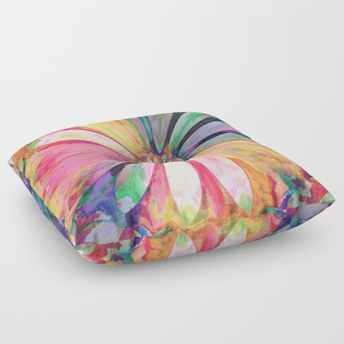 Abstract Colorful Daisy 3 Floor Pillow