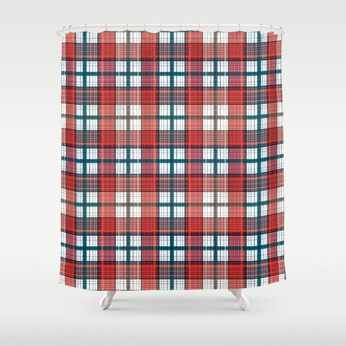 red grey shower curtain