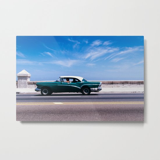 Vintage green car Metal Print