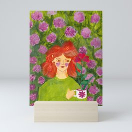 Woman with Flowertea Mini Art Print