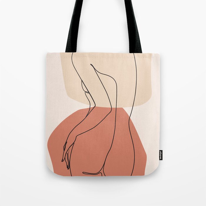 Abstract woman body artwork, minimal line drawing Tote Bag