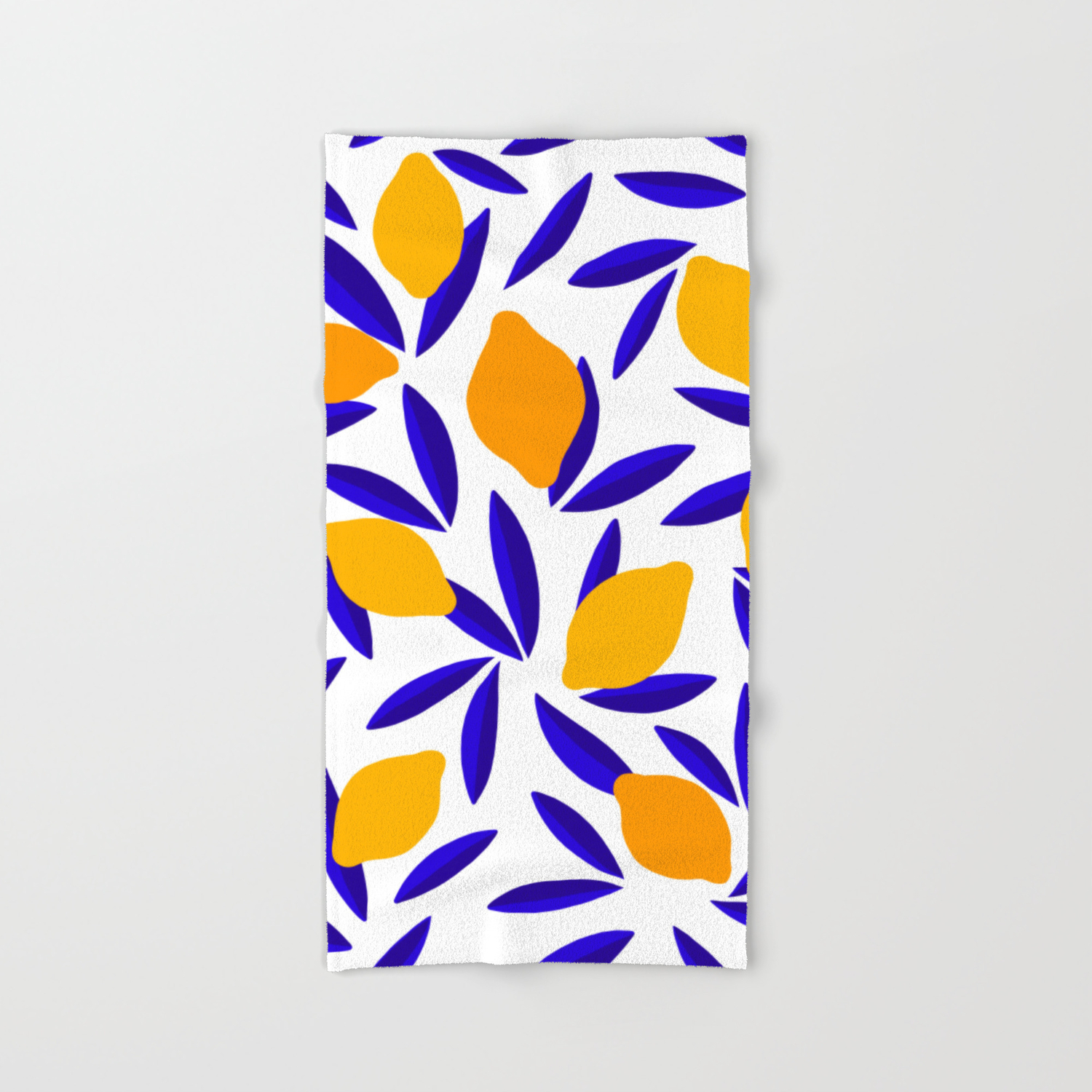 Blue and yellow Lemon Summery Pattern Hand & Bath Towel by Dominique Vari  Words | Society6
