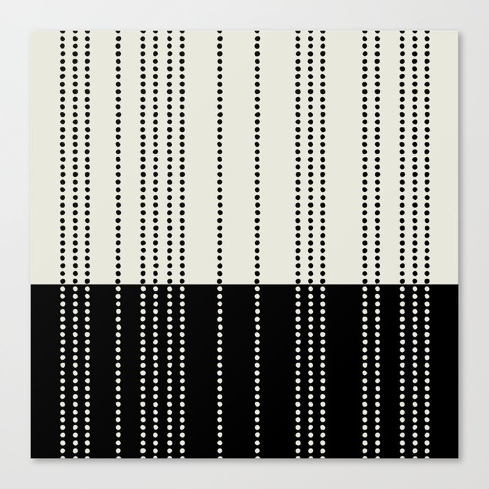 Ethnic Spotted Stripes, Ivory and Black Canvas Print