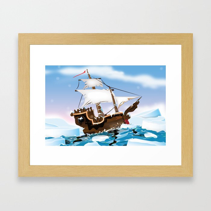 Ice Breaker Sail Ship Framed Art Print