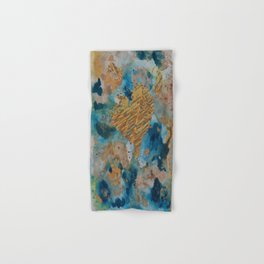 Gold Heart Hand & Bath Towel | Other, Streetart, Abstract, Turquoise, Babyblue, Painting, Popart, Blue, Heart, Acrylic 