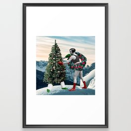 Collage Art Print of a Boxing Christmas Tree and a Female Boxer "Deck Those Halls" Framed Art Print