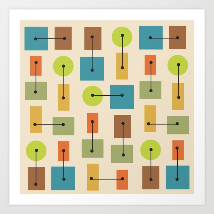 Atomic Age Simple Shapes Multicolored 2 Art Print