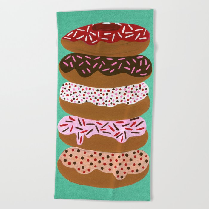 Stacked Donuts on Mint Beach Towel