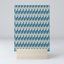 Modern Ink Weave Ikat Mudcloth Pattern in Boho Blue Mini Art Print