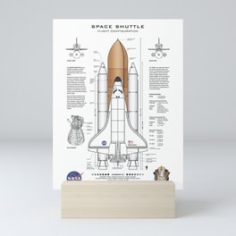 NASA Space Shuttle Blueprint in High Resolution (white)  Mini Art Print