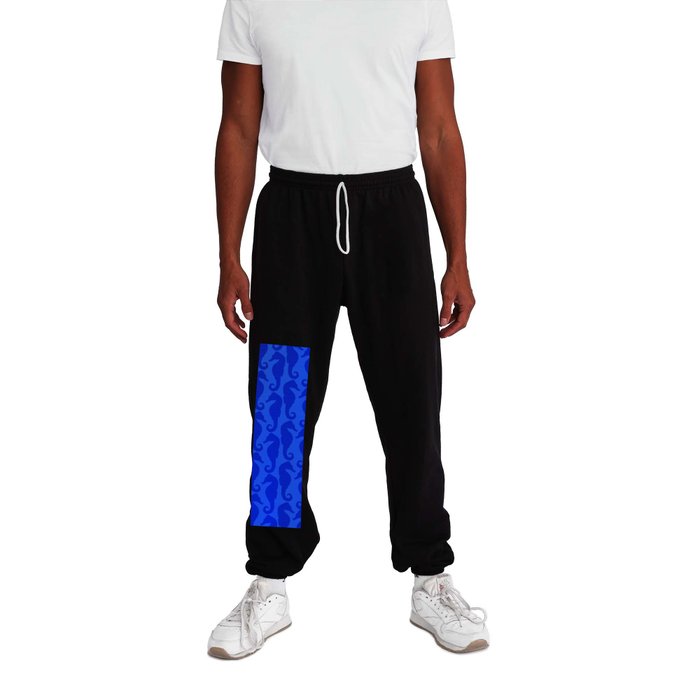 Blue Silk Metallic Seahorse Modern Collection Sweatpants