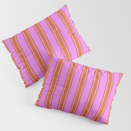 [ Thumbnail: Violet and Chocolate Colored Lines/Stripes Pattern Pillow Sham ]