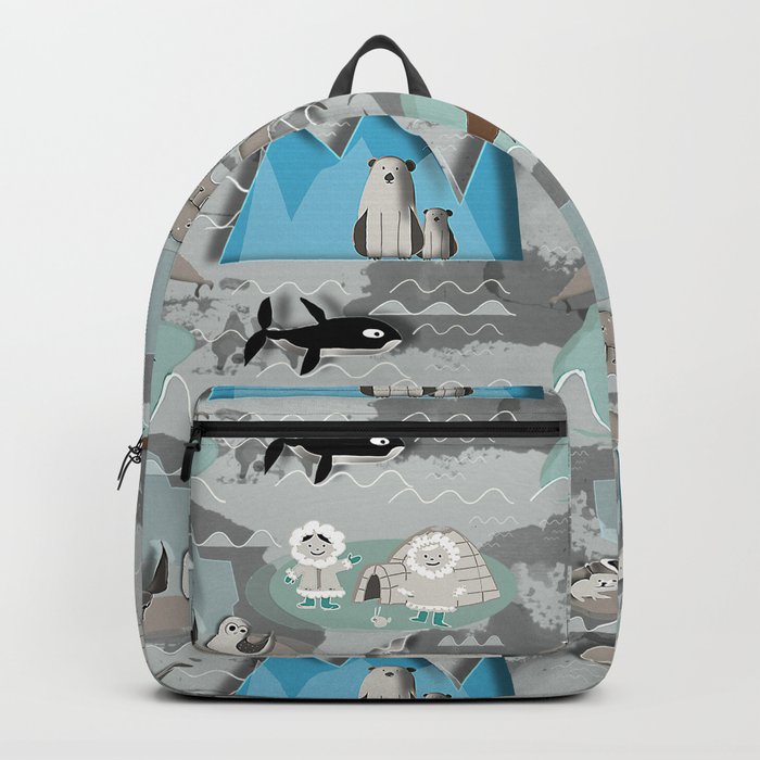 Arctic animals grey Backpack