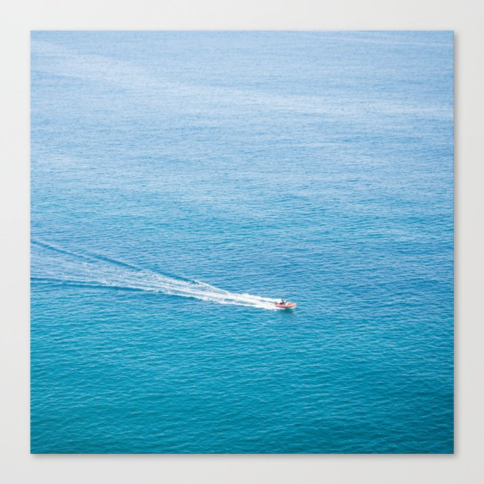 Spain Photography - Speed Boat Traveling Over The Beautiful Sea Canvas Print