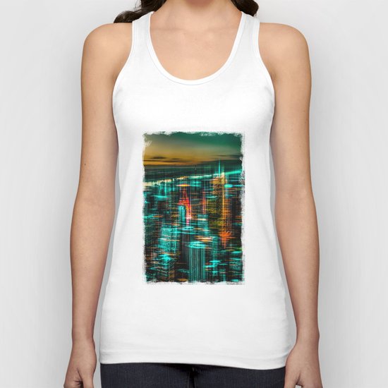 New York - the night awakes (green) Unisex Tank Top