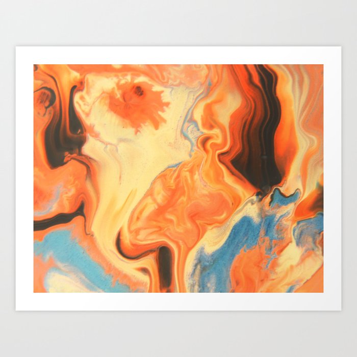 Fluid Nature Orange Vapours Abstract Acrylic Pour Art Art
