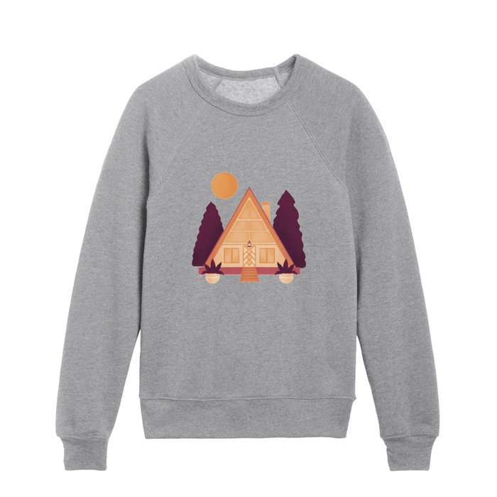 Autumn A-Frame Cabin Kids Crewneck