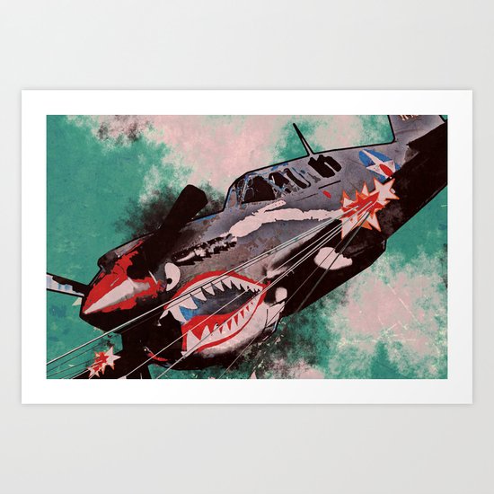 P40 Warhawk attack Art Print
