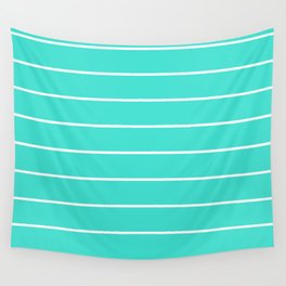 LINES (WHITE & TURQUOISE) Wall Tapestry
