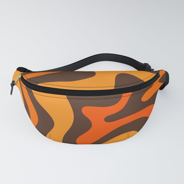 Retro Liquid Swirl Abstract Pattern in 70s Brown and Orange  Fanny Pack