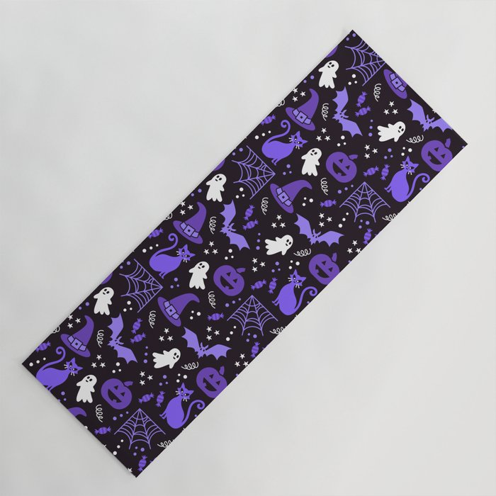 Halloween party illustrations purple, black Yoga Mat