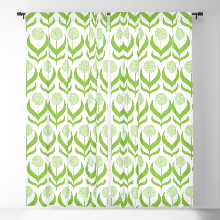 Modern Green Dandelions Floral Flower Pattern Blackout Curtain