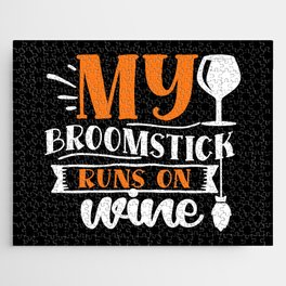 My Broomstick Runs On Wine Halloween Jigsaw Puzzle
