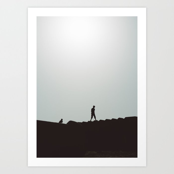 Boy Walking the Walls in Sur, Oman #1 Art Print