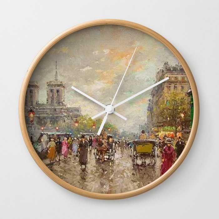 Notre Dame Cathedral, Paris, France by Antone Blanchard Wall Clock