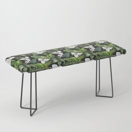 Tropical Flowers Parrot Pattern Bench