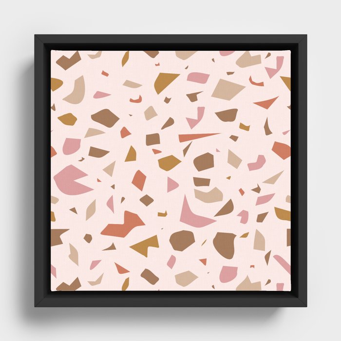 warm pink terrazzo Framed Canvas
