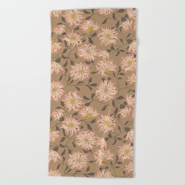 Cottage flowers chrysanthemums – soft brown Beach Towel