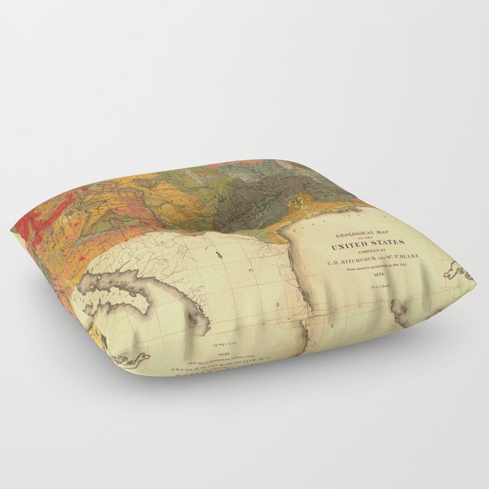 Vintage United States Geological Map Floor Pillow