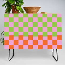 60s Colorful Groovy Checker Credenza