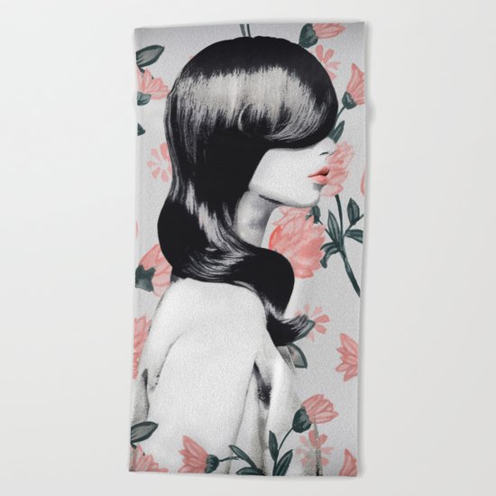 WOMAN WITH FLOWERS 9 Beach Towel