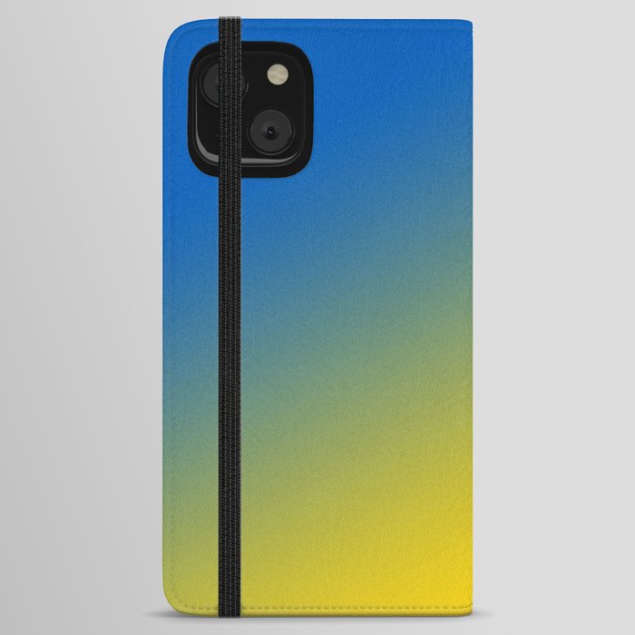Blue and Yellow Solid Colors Ukraine Flag Colors Gradient 3 100% Commission Donated To IRC Read Bio iPhone Wallet Case