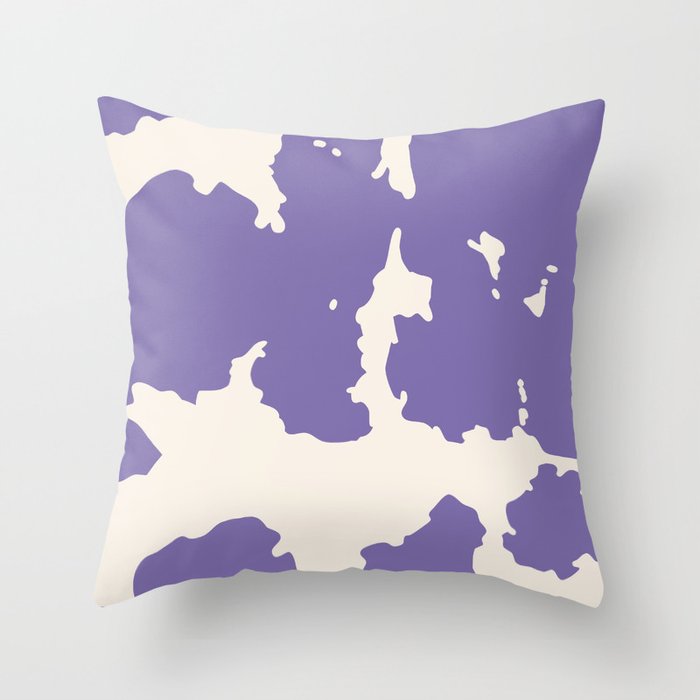 Retro Purple Cowhide Spots Throw Pillow