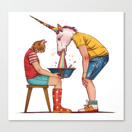 Unicorn and the cat Canvas Print