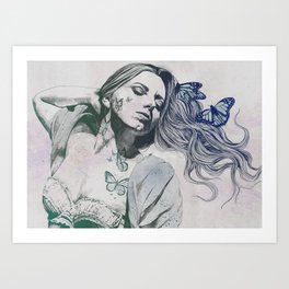 Beautiful Ruin: Jade | sexy girl in lingerie with butterflies Art Print