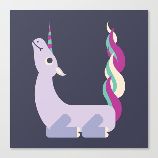 Letter U // Animal Alphabet // Unicorn Monogram Canvas Print